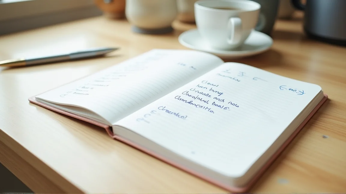 筆記本上以手寫的方式整理副業清單的畫面