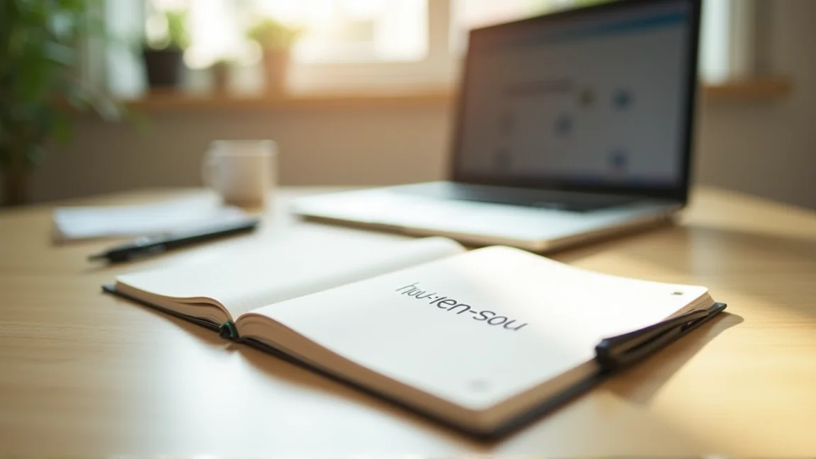 日本辦公室桌面上的筆記本寫著報連相三個字與當日進度