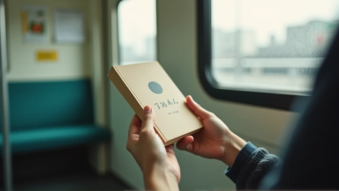 東京通勤電車裡有人安靜閱讀文庫本的情景