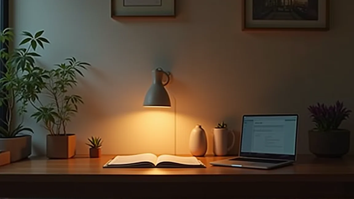 下班後安靜回顧的書桌