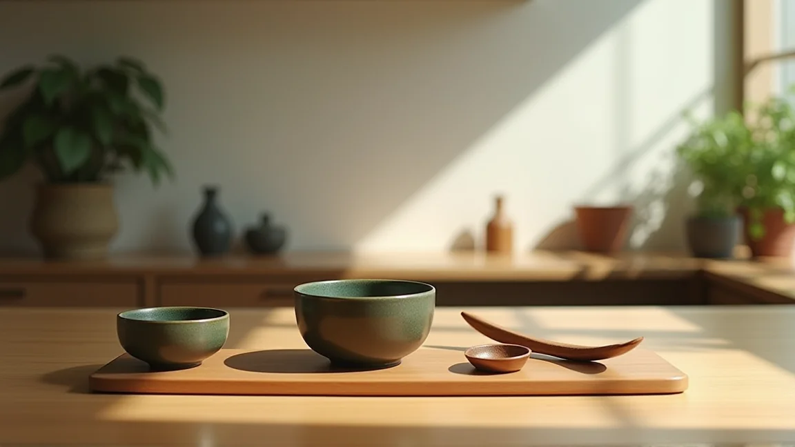 茶室裡的一碗抹茶與簡潔器具