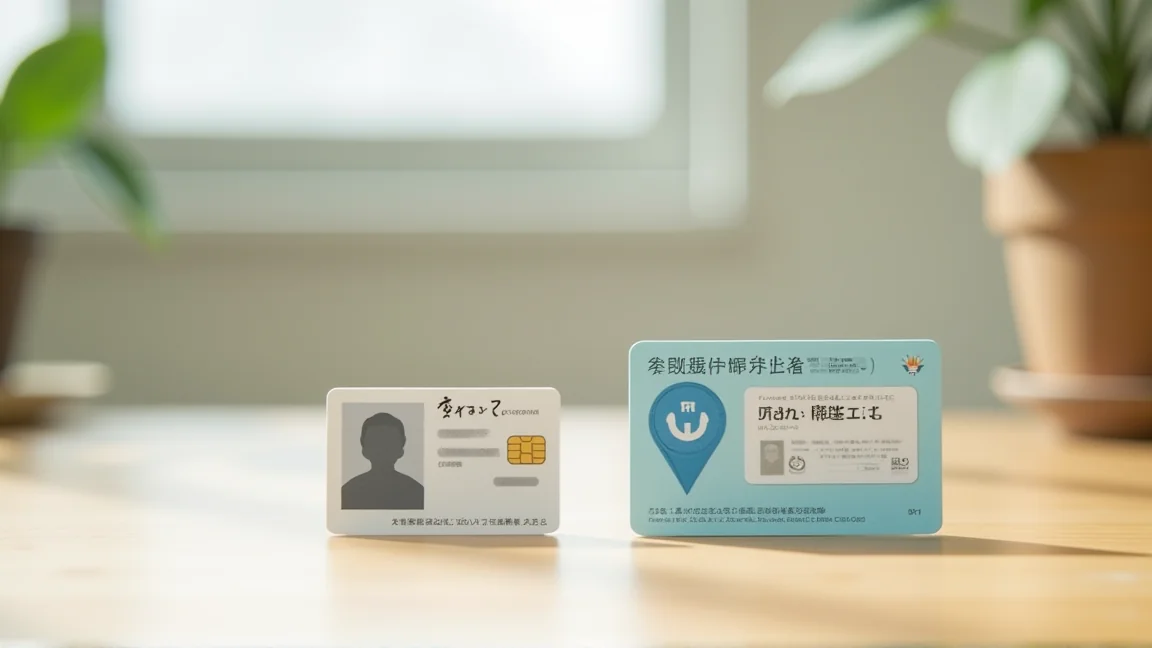 在留卡與個人番號卡並排放在辦公桌上