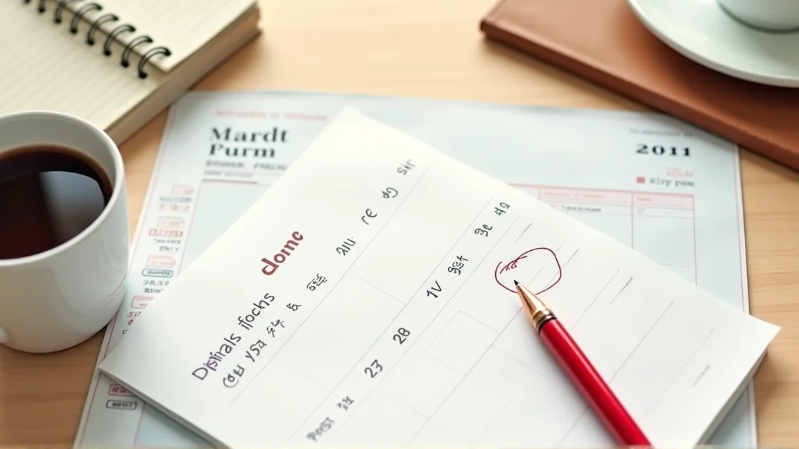 桌上攤開日本雇用保險相關文件與日曆,用紅筆圈出六個月後的期限日