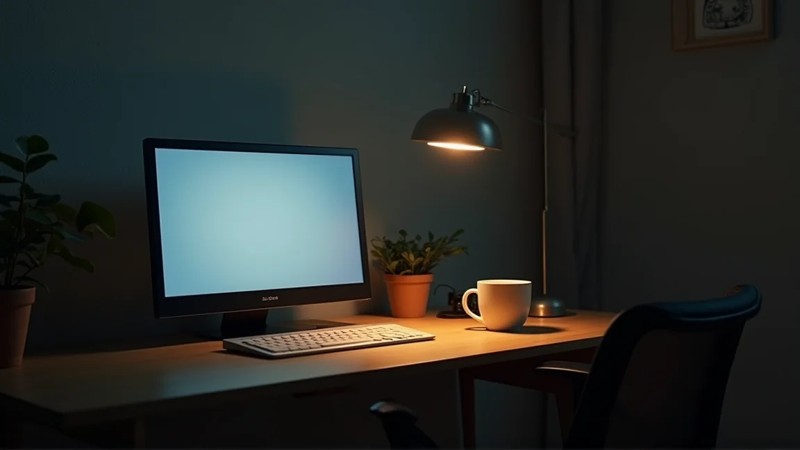 在辦公室深夜工作的桌面