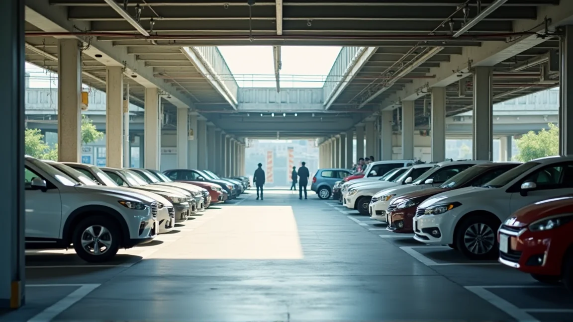 車站旁的月租停車場