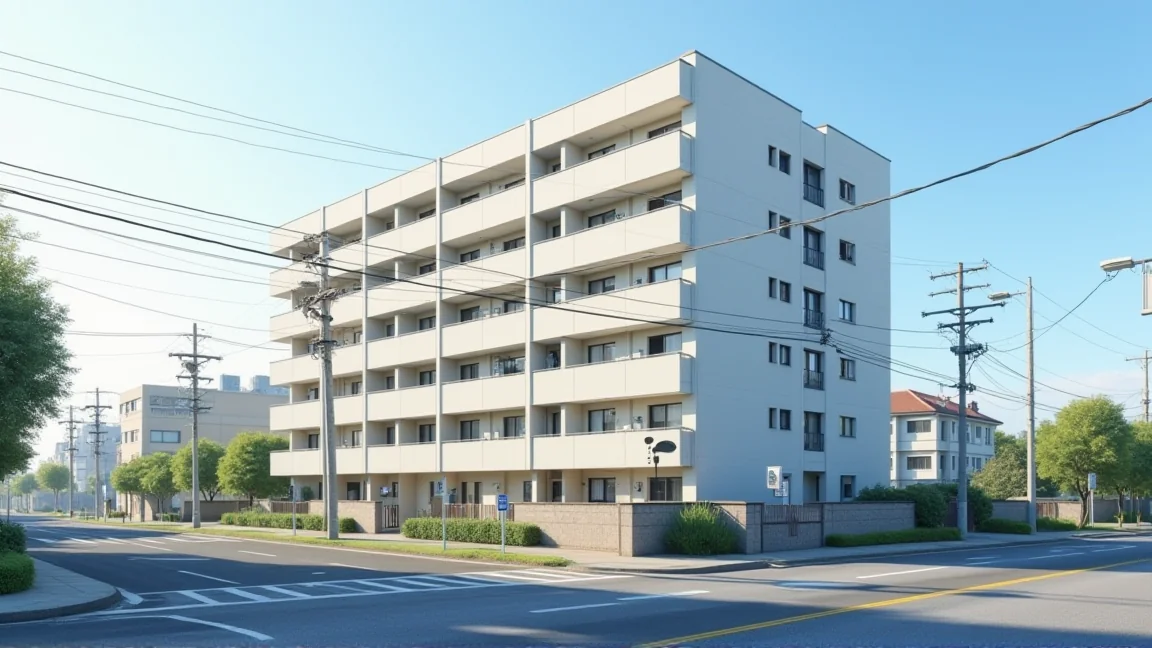 日本住宅區的中層公寓外觀