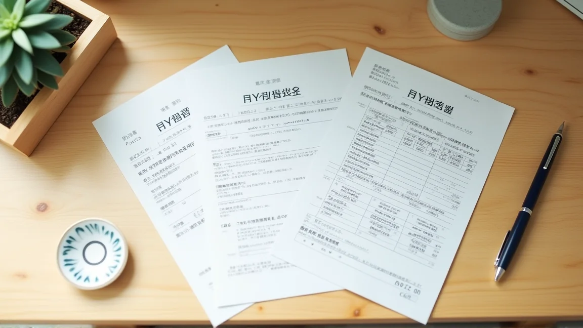 桌上攤開的繳費通知書與收據