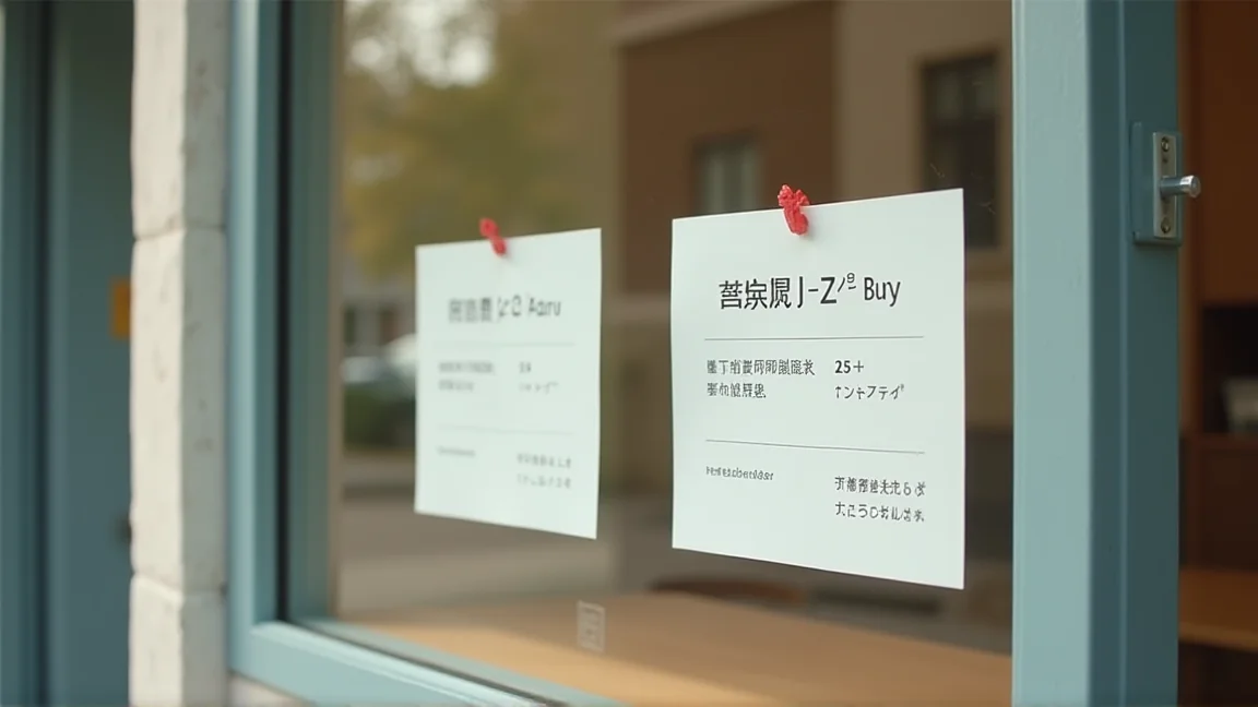 房仲店門口張貼的租屋物件卡
