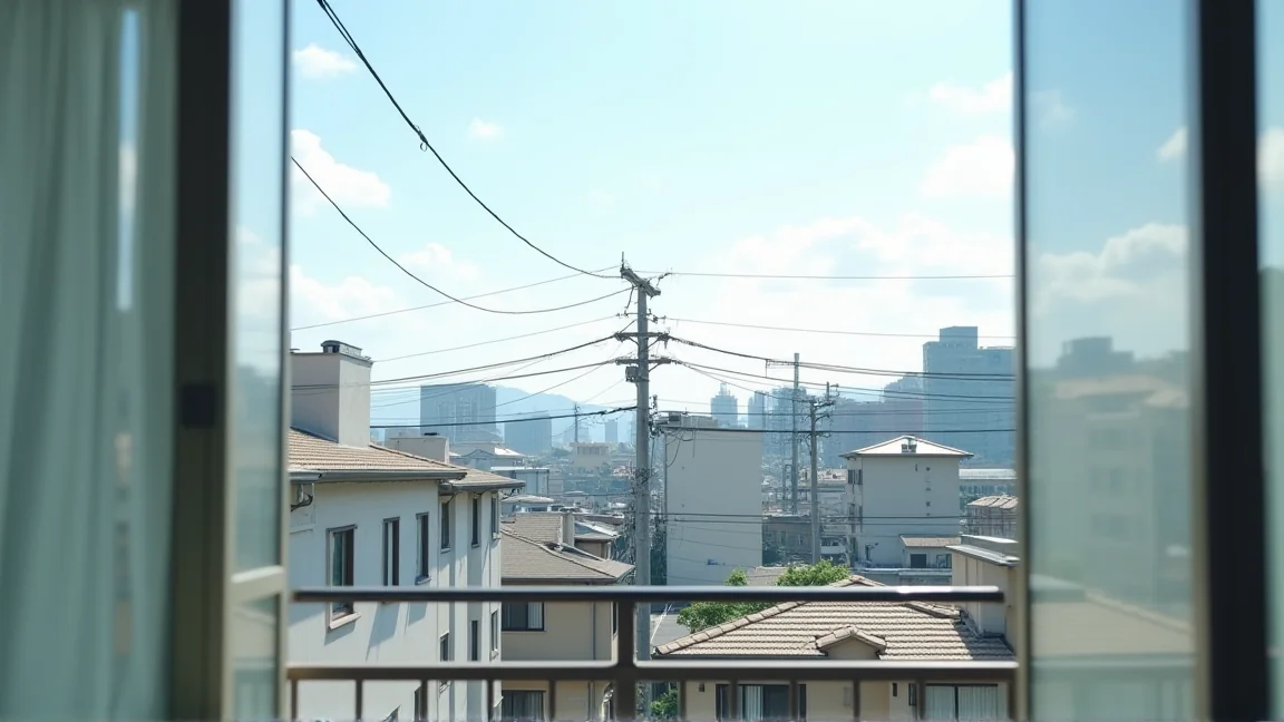 公寓陽台外的住宅區街景