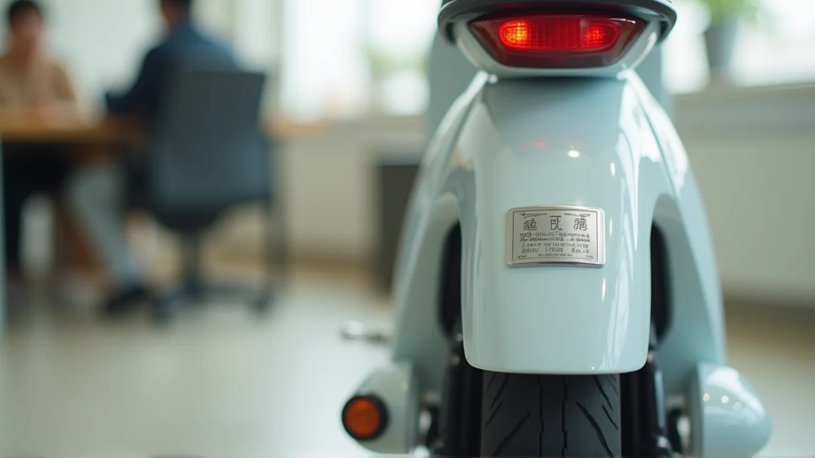 小型電動車輛車尾的空白牌照架與指示燈