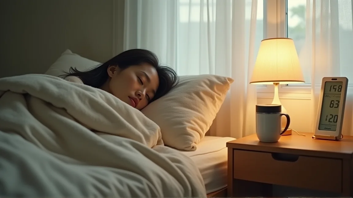 感冒在家休息的人手邊放著體溫計與保溫杯