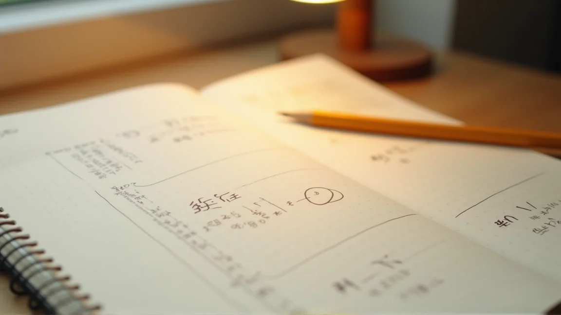 筆記本上手寫的簡單時間軸與圈記，字跡不可辨識