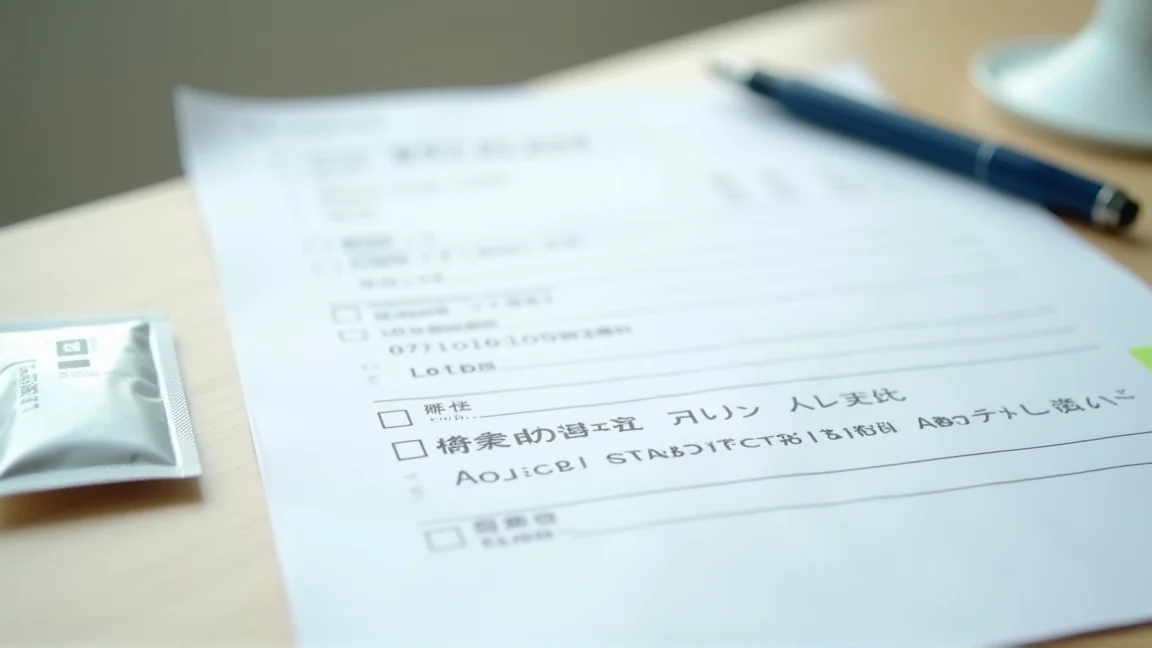 診療桌上空白的問診單與原子筆