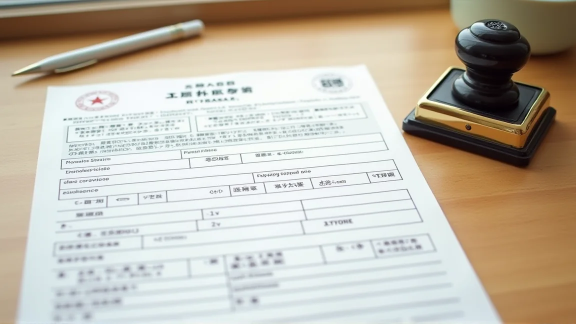 攤開的日本在留相關申請書與印章