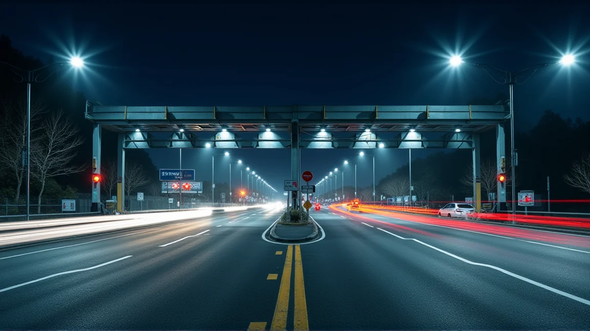 夜間高速公路收費站的ETC車道