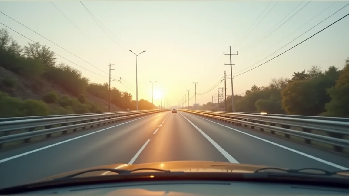 清晨通勤時段的高速公路入口匝道