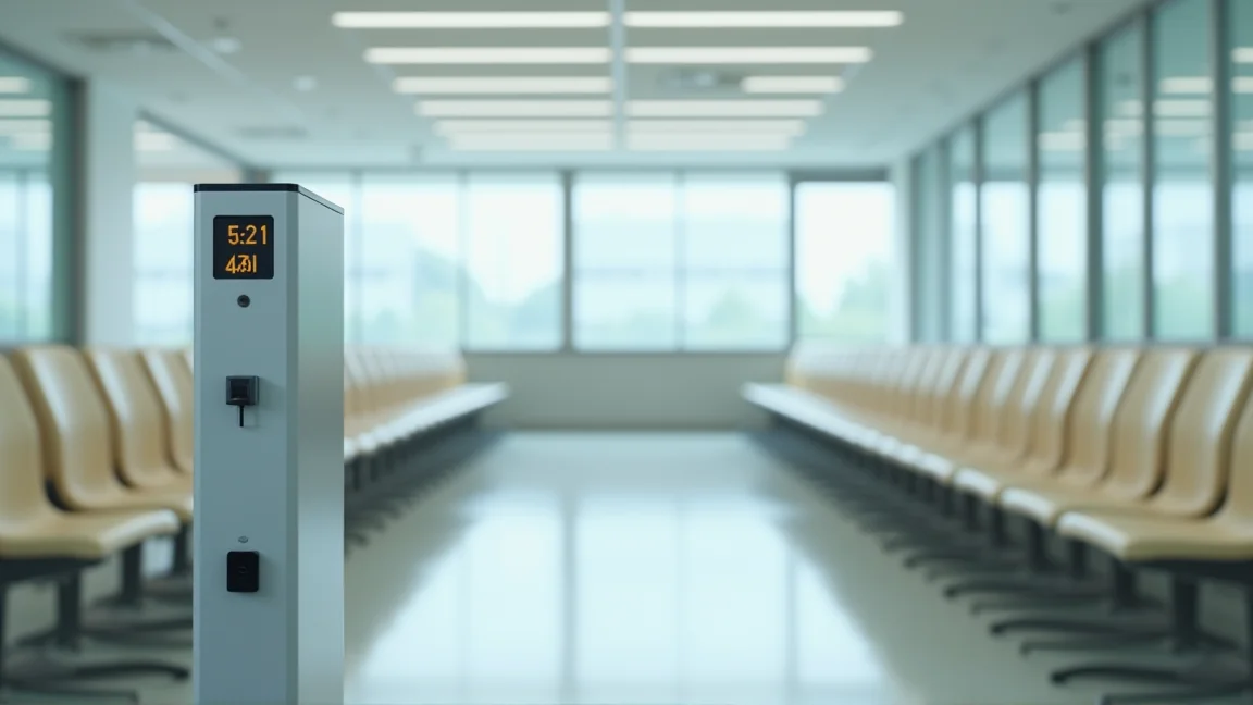 入管辦公室的取號機與等候椅