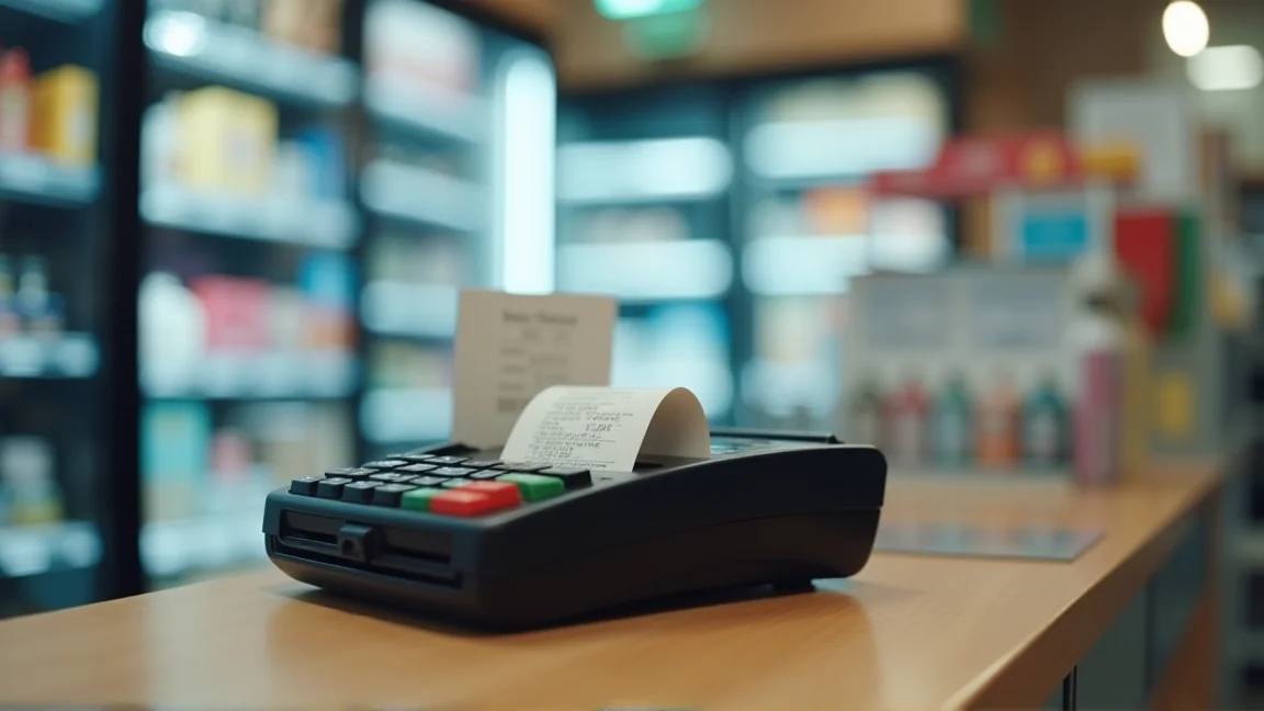 便利商店收銀台的繳費機與收據