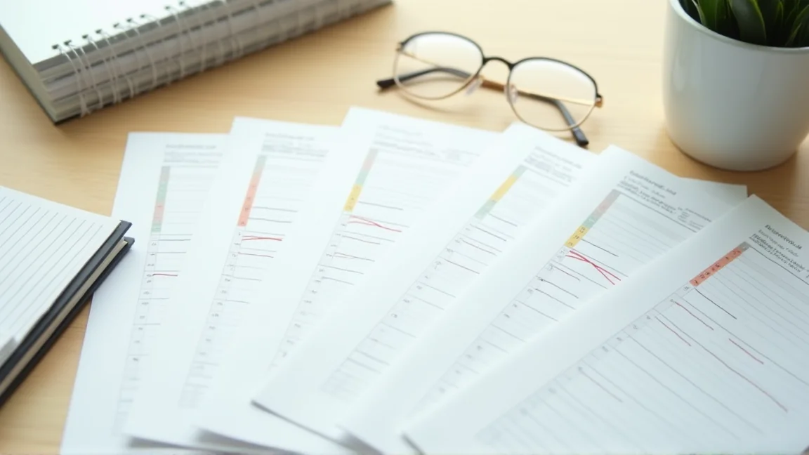 桌上排開歷年的契約書確認起算日