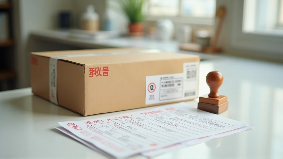 郵局櫃台上待檢的國際包裹