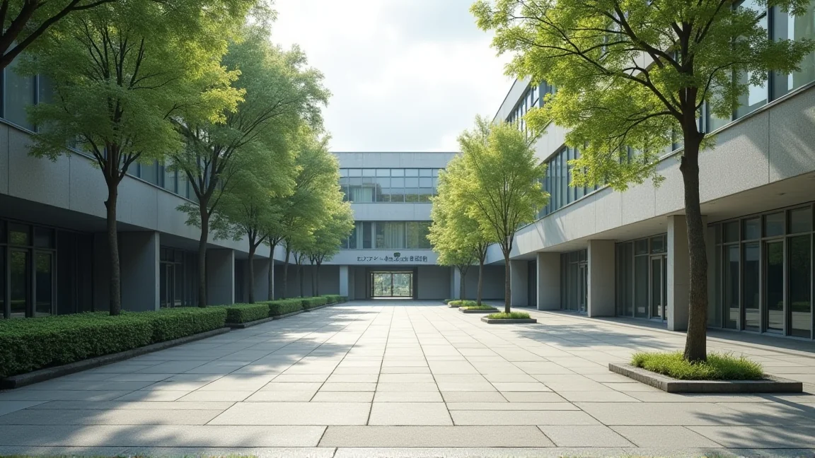 大學校園裡通往教學大樓的走道