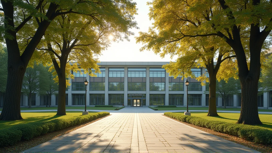 大學校園建築與樹影